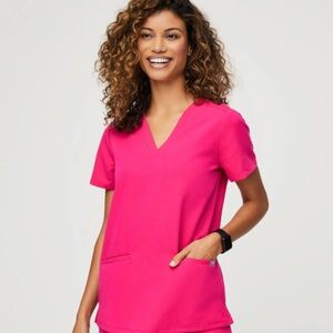 Figs Casma Scrub Top in Shocking Pink